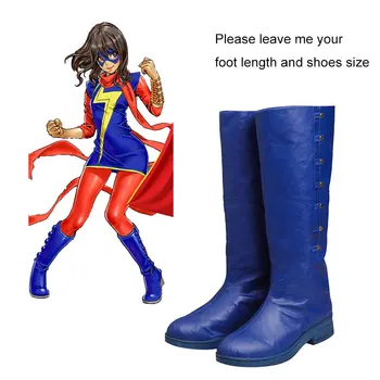 

Comics Ms. Marvel Cosplay Boots Kamala Khan Shoes Heroine Accessories Blue Props Adult Women Halloween Cosplay Shoes Custom Made