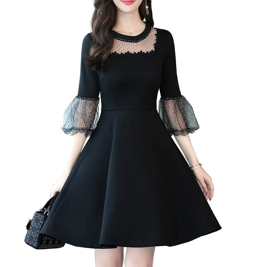 2019 Винтаж Chic Черное кружево пикантные Мини платья новые летние 4XL плюс Размеры