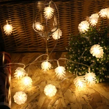 Гирлянда-шишка, сказочный светильник, 5 м, 20 светодиодный s светодиодный, сосновый конус, украшения для рождественской елки, Новогодняя гирлянда, 110 В, 200 в