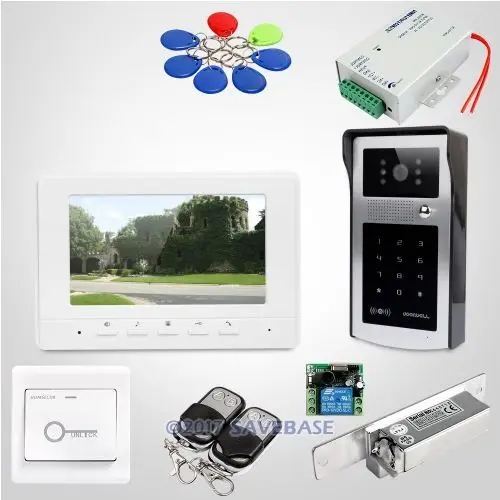 HOMSECUR 7\ Video Door Entry Call System with Keyfobs Password Keypad for Home Security