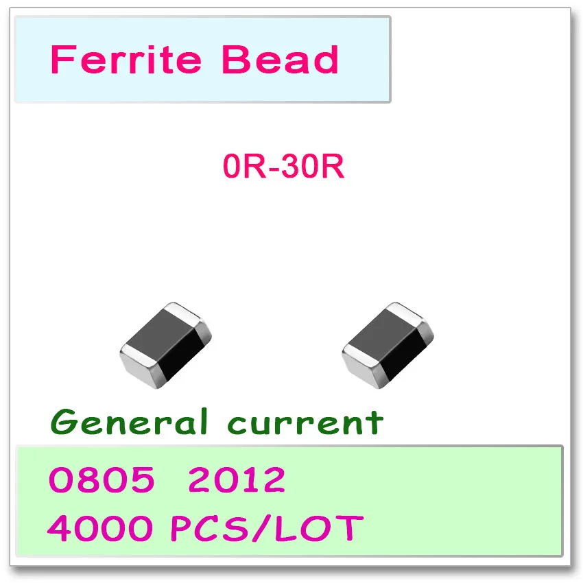 JASNPROSMA 0805/2012 100MHZ 4000PCS General current SMD Ferrite Bead 0R 5R 7R 10R 11R 19R 26R 30R 25% OHM High quality | Электроника