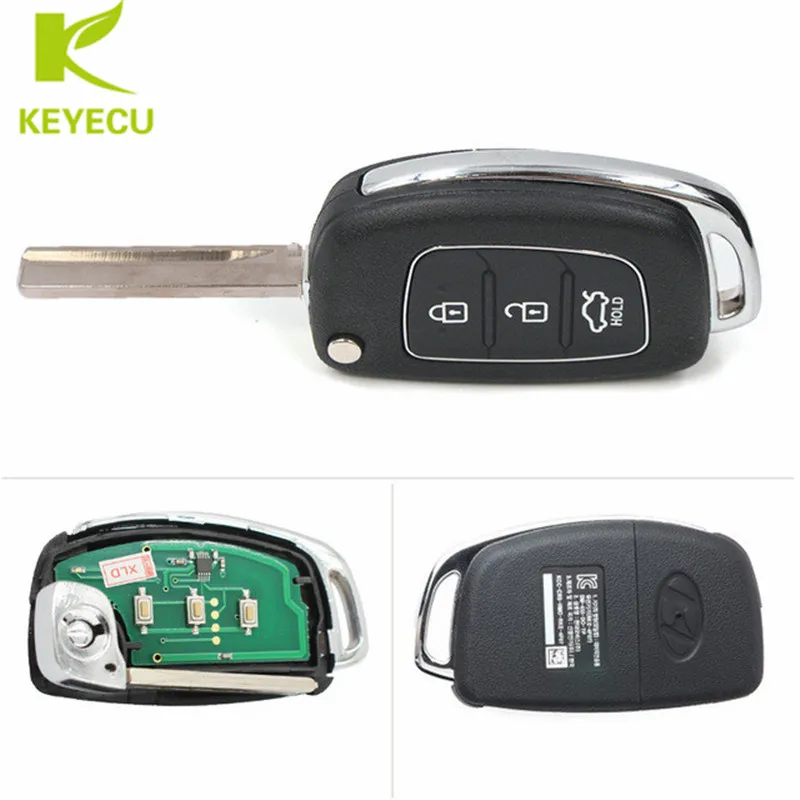 

KEYECU Replacement 3 Button Smart Flip Remote Car Key Fob 433MHz ID46 for Hyundai Accent 2014-2016