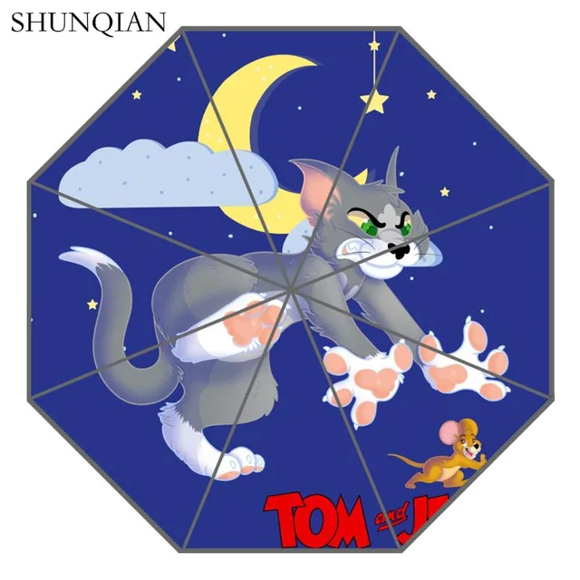 P Tom and Jerry Umbrella Custom Printing Foldable Sun Rain Travel