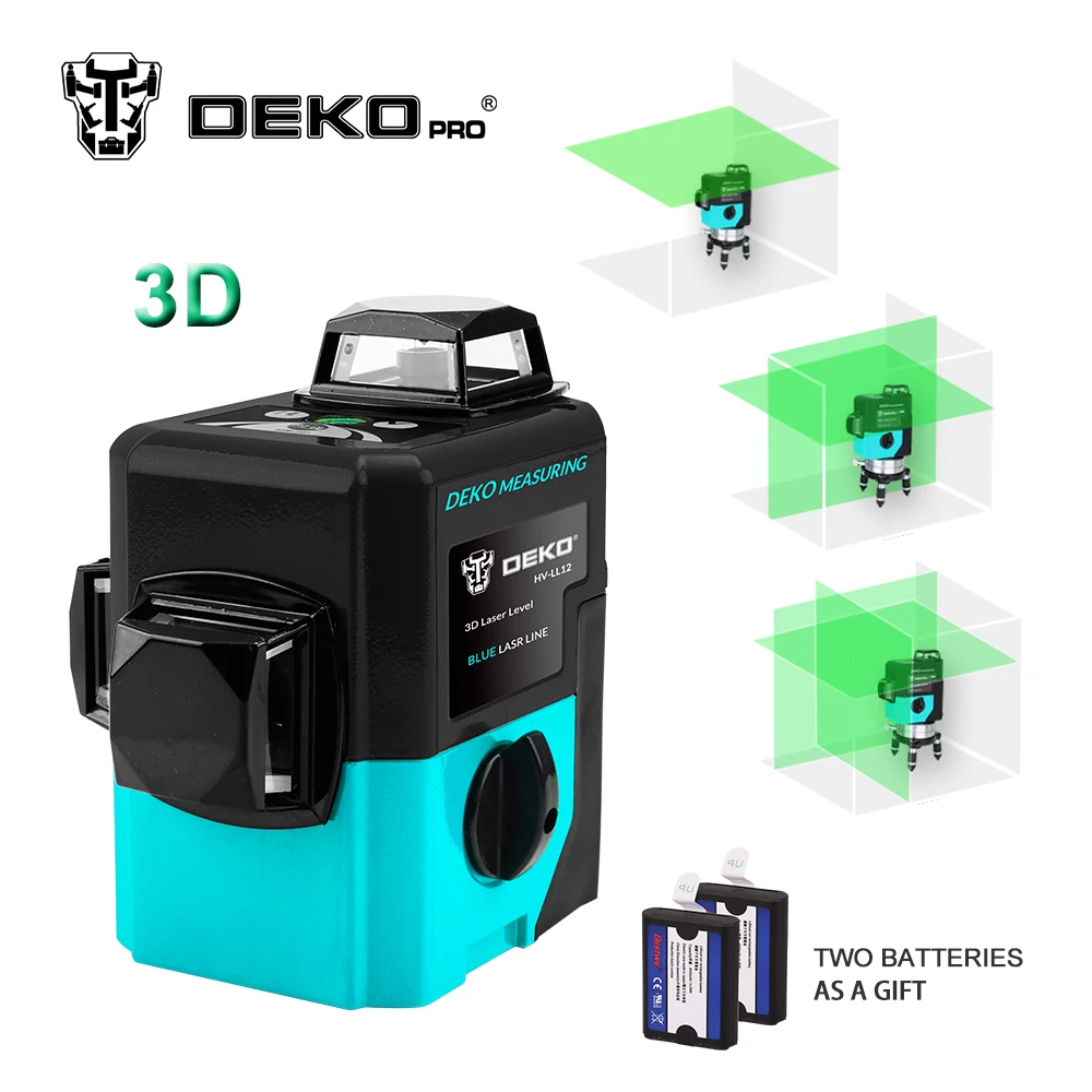 

DEKOPRO LL12-HVG 12Lines 3D Green Laser Level Self-Leveling 360 degre Horizontal&Vertical Cross Powerful Outdoor can useDetector