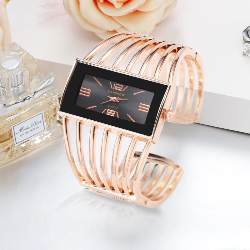 Нарукавная повязка NEUE из розового золота Uhr Einzigartige Damen Uhren Voller Stahl Armbanduhren frauen Uhren Uhr bayan kol saati