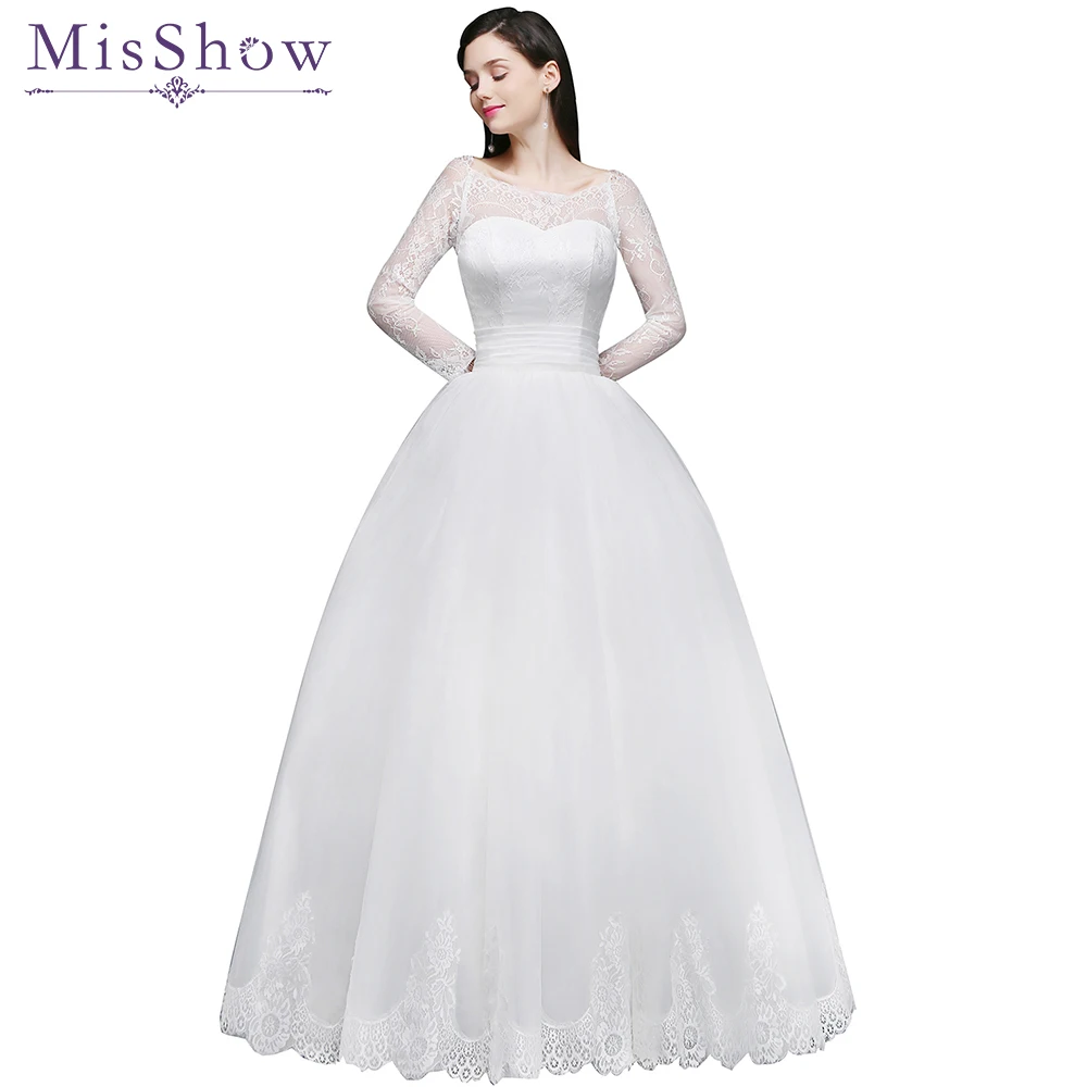 Настоящий образец 2019 Vestido De Noiva princesa бальное платье кружевное с длинным рукавом