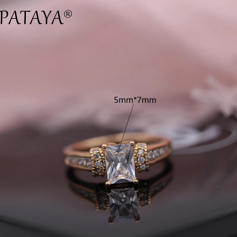 PATAYA, Новое поступление, темно-синий квадрат, природный Цирконий, кольца для женщин, 585, розовое золото, белый цвет, свадебные Классические Вечерние ювелирные изделия, 2 цвета