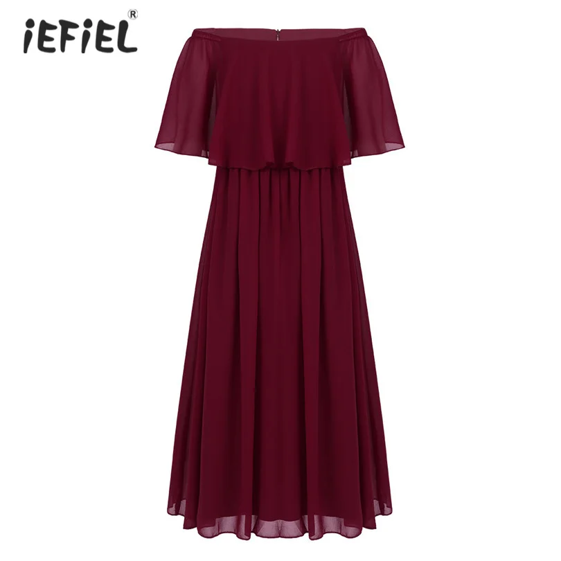 

iEFiEL Summer Chiffon Princess Girls Dress Children Elegant Wedding Party Dress Vestidos Kids Clothes Formal Occasion Long Dress