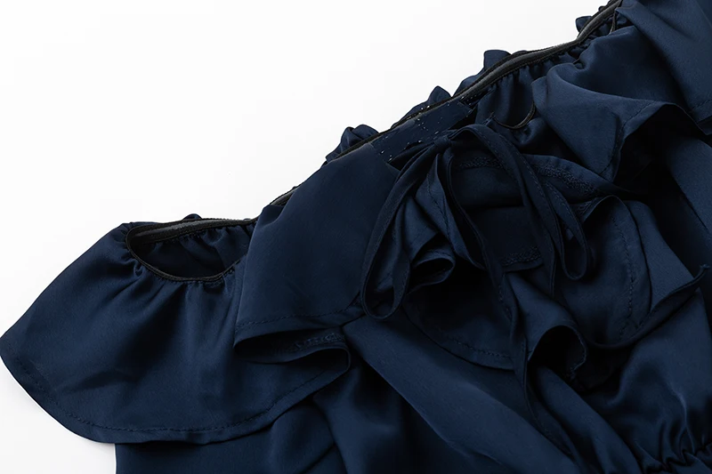 BONGOR LUSS Sexy Ruffles Lace Up Off Shoulder Women Dress Bow Long Sleeves Elegant Vintage Dress Short Party Dress With Sashes  (14)