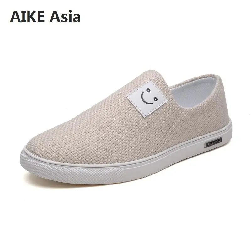 

mannen Canvas Schoenen Linnen Flats Casual Schoenen Lente/Zomer Mode Ademend Koreaanse Stijl Grote maat Schoenen size 39-44