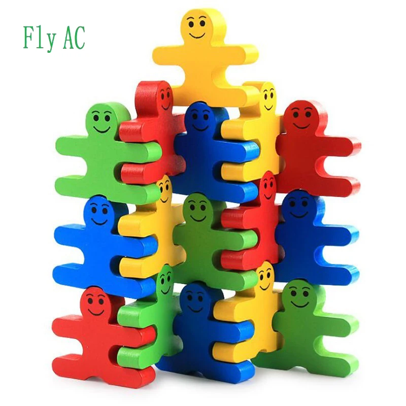 

Fly AC 16 pcs/set Baby Wooden Toys blocks balance game building block Early Educational brick toys table game toys for children