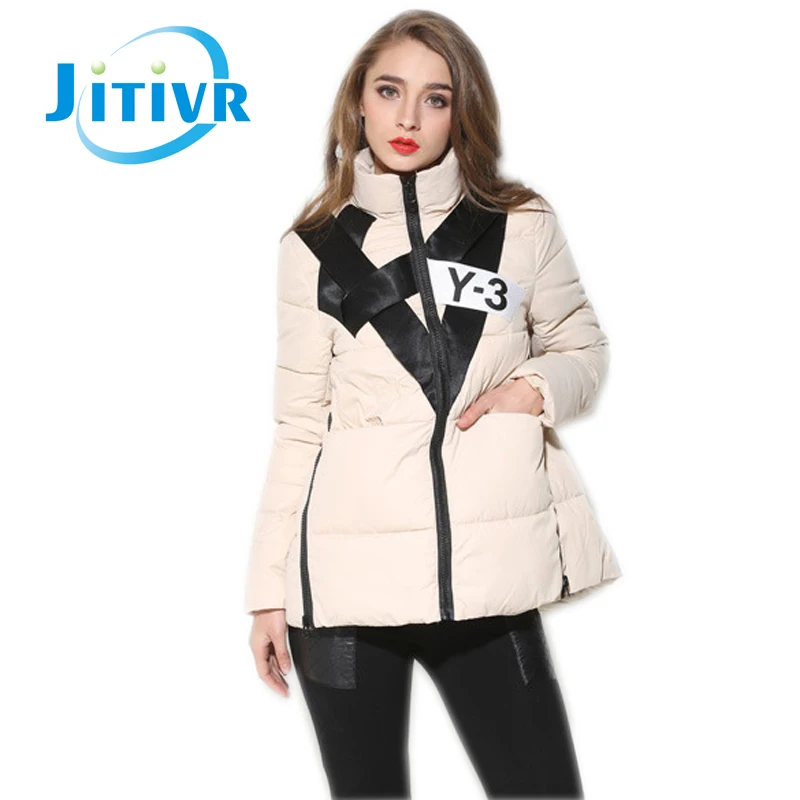 

Jitivr Hot Sale Fashion Women's Newest Winter Thick Cotton Padded Jacket Stand Collar Down Female Warm Slim Overcoat 2016