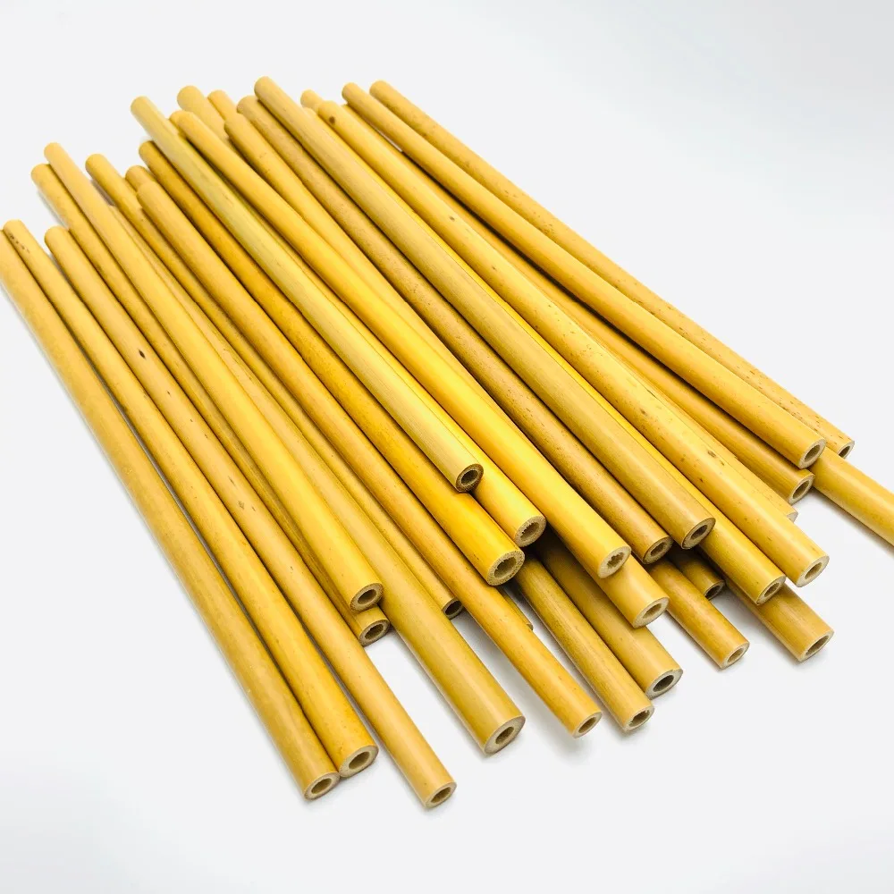 Натуральная бамбуковая Питьевая солома биоразлагаемая бамбуковая соломинки многократного использования набор соломы для путешествий с щеткой для очистки соломы из сахарного тростника