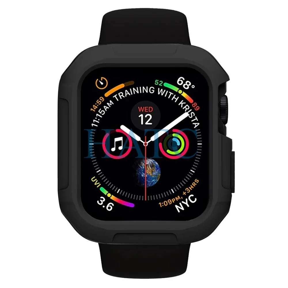 

2pcs/1Lot Shockproof Rugged Scratch Resistant Protective PC+TPU Case for Apple Watch Series 4,40mm,44mm - Black + Black