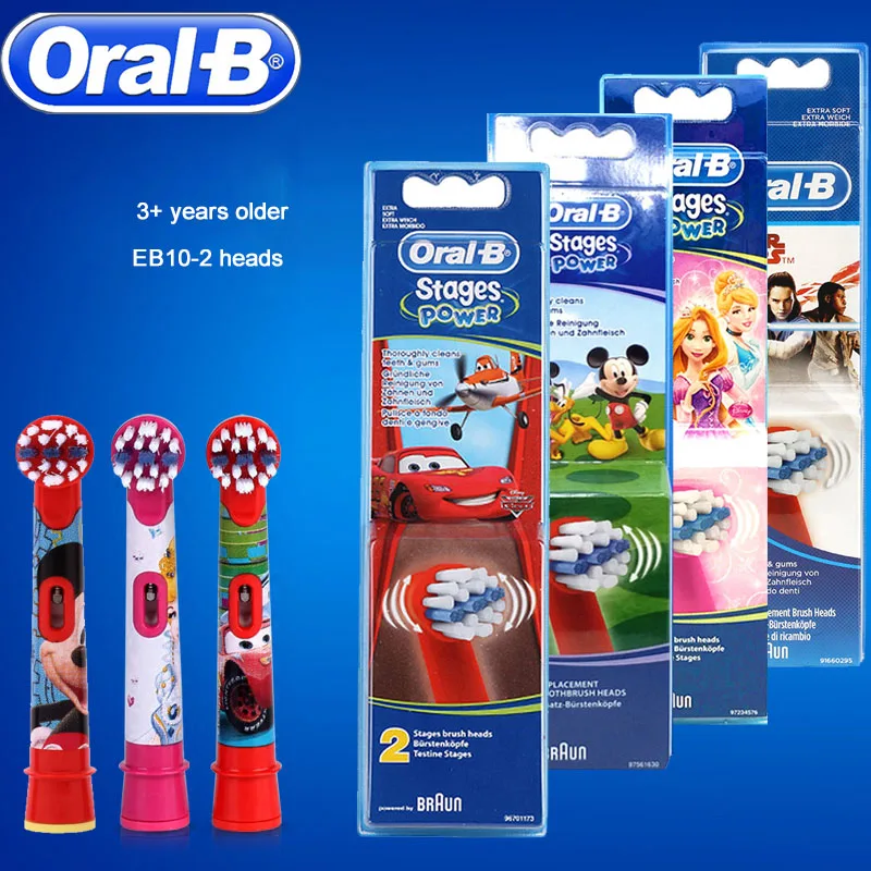

TYPE EB-10 2 Pcs Oral B Children Electric Toothbrush Heads Soft-Bristled For Cross Action Replacement Spare Tooth Brush Heads