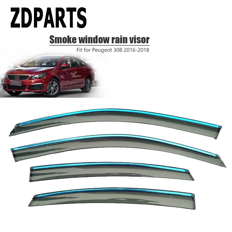 ZDPARTS 4 шт./компл. автомобиль Ветер Дефлектор Защита от солнца гвардии Дождь Ветер козырек крышка отделка интимные аксессуары для peugeot 308 ABS