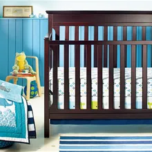 Мягкие бортики для кровати для новорожденных, голубое одеяло простыни для маленьких мальчиков с вышивкой Кита, одеяла из хлопка, мягкие детские постельные принадлежности