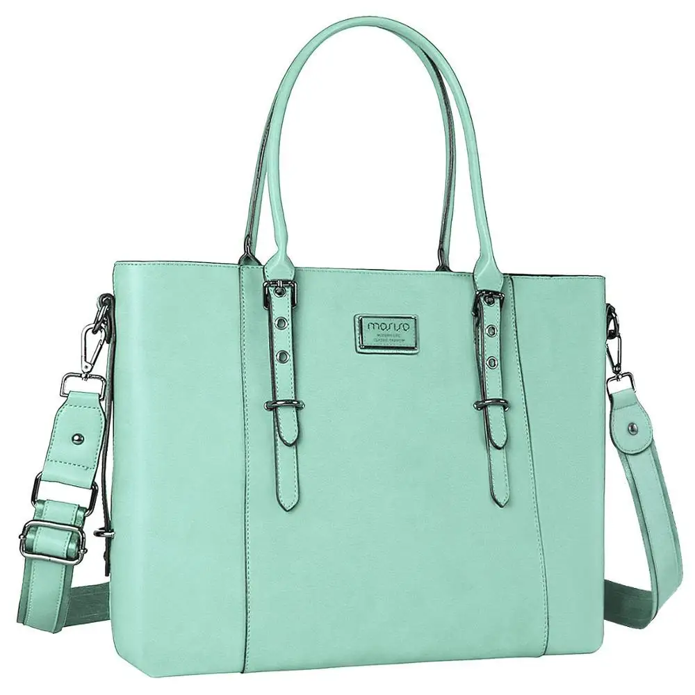 Mint Green Color MOSISO модная женская сумка для ноутбука из искусственной кожи 13,3 14 15 15,6 дюймов, водонепроницаемая сумка для ноутбука, чехол, портфель, сумка-мессенджер - Цвет: Mint Green Color