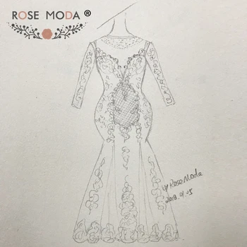 

Rose Moda High Neck Long Sleeves Wedding Dress Lace Mermaid Wedding Dresses 2018 Custom Make