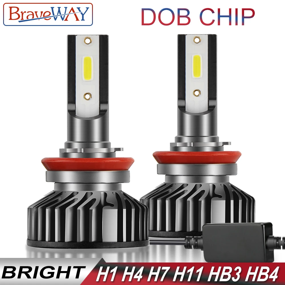 

BraveWay DOB Chip LED Bulb H4 H7 H8 H11 HB3 HB4 H1 LED Kit Headlight Bulb for Car nebbia tetris lamp H4 H7 LED Canbus Auto Light