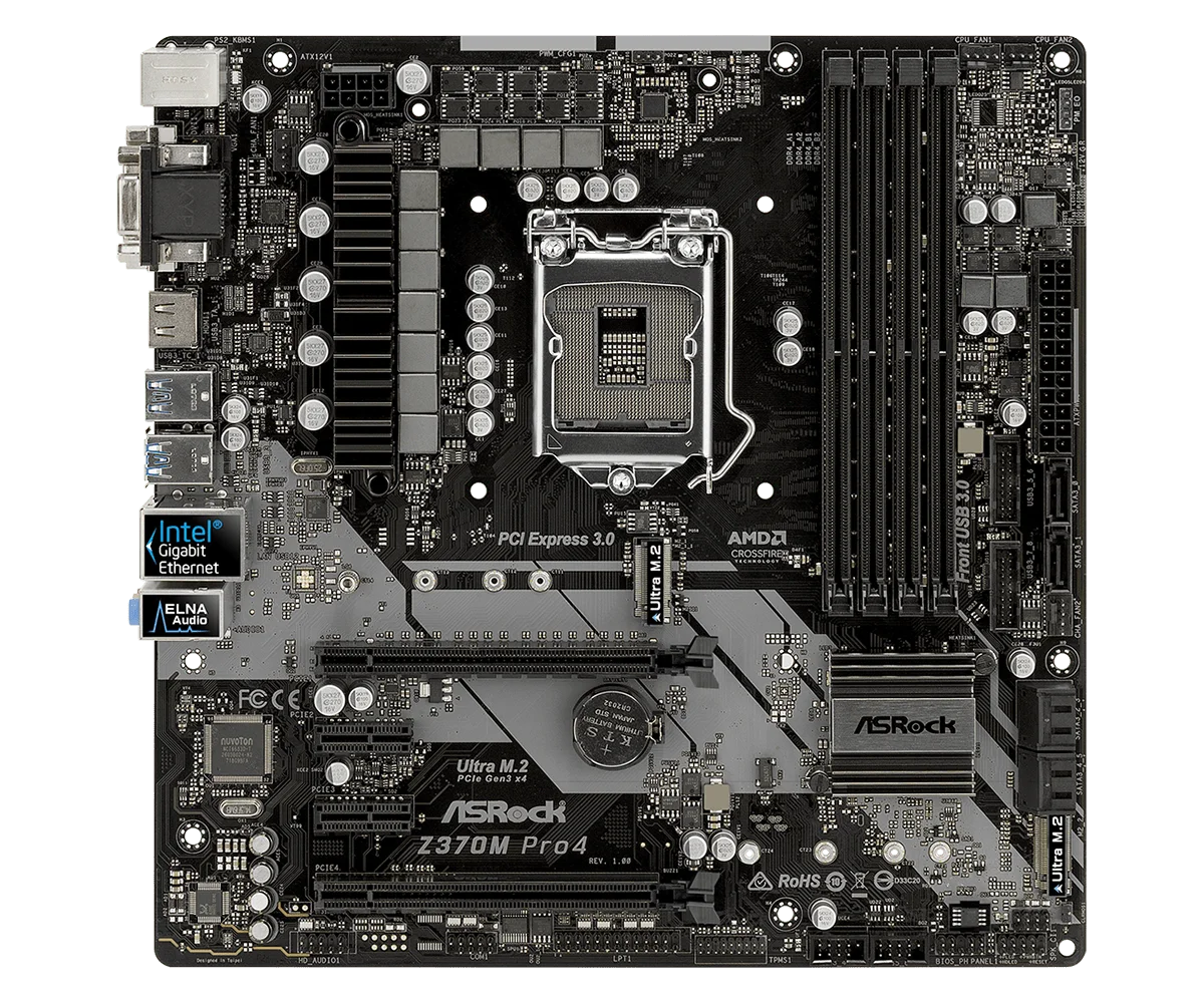 Полностью новая материнская плата ASROCK Z370M PRO4 восьмого поколения Micro-ATX DDR4 поддержка i7-8100 8600K