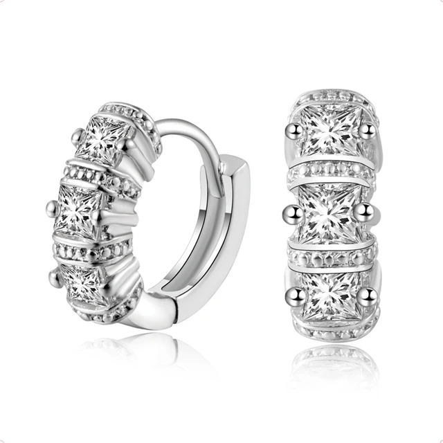 Fashion 18k White Gold Filled Women Bright Cz Cubic Zirconia Fashion 18k White Gold Filled Women Bright Cz Cubic Zirconia Beautiful Small Hoop Earrings For