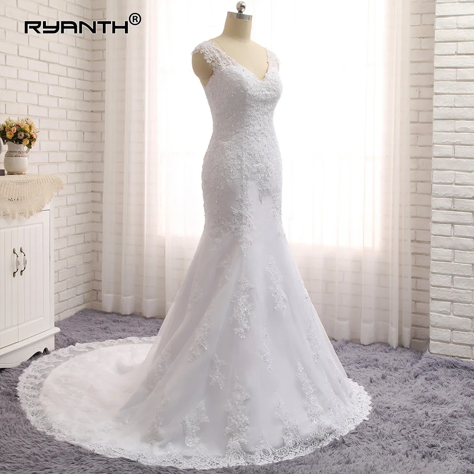 Пикантные V образным вырезом Vestido de Noiva 2019 Abiti да sposa плюс размеры кружево Русалка Свадебные платья индивидуальный заказ Robe de mariée