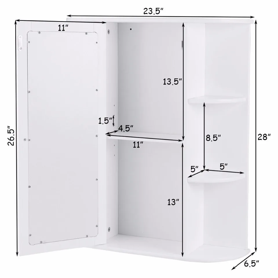 Giantex Bathroom Cabinet Single Door Shelves Wall Mount Cabinet W