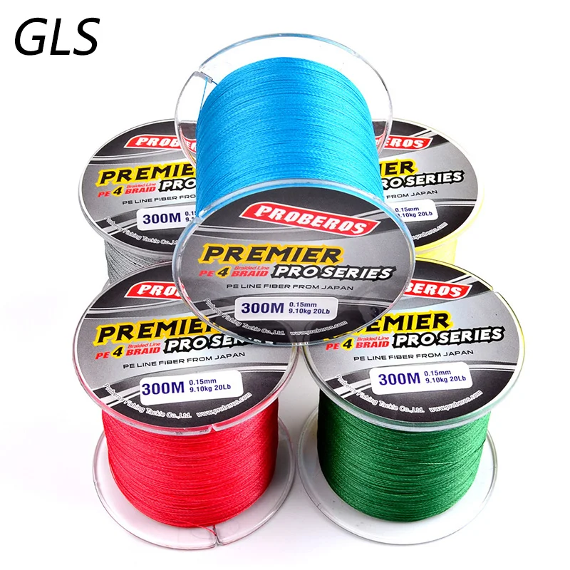 Wholesale 300 Meters 4x Braided Fishing Line 5 Colors Super PE Line 8LB