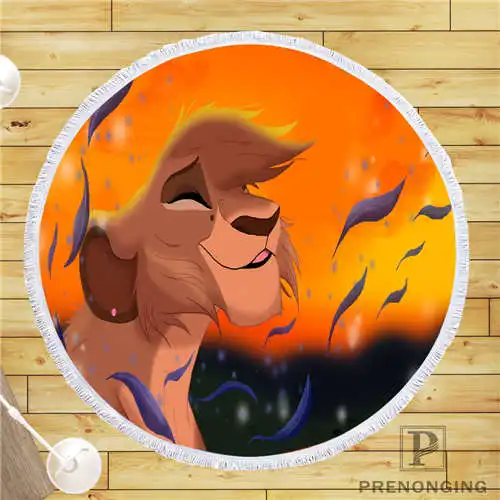 На заказ DIY из микрофибры по индивидуальному заказу ткань the_lion_king (2) @ круглый пляжный коврик полотенце напечатано по требованию 150 см #19-01-28-89