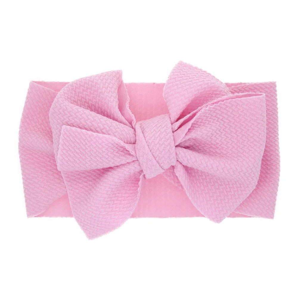 12 Цветов повязки голову-большой бант, детская одежда для девочек топ с бантиком мягкие эластичные повязки на голову, повязка для малышей широкие волос бантики, аксессуары для волос - Цвет: Pink