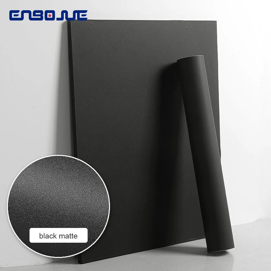 

0.4x5M Black Furniture Renovation Stickers Solid Matte PVC Self Adhesive Wallpaper Wardrobe Cabinet Door Waterproof Wall Sticker