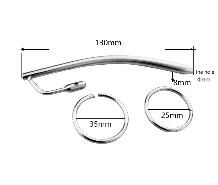 Male Stainless Steel Urethra Catheter with 2 Size Cock Ring Penis Urinary Plug Sex Toy Adult Game Urethra Stimulate Dilator A032