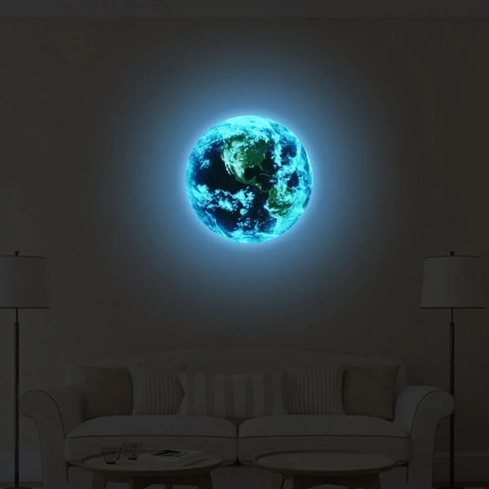 

1pcs Stick Up Stickers 5cm Cartoon Wall Kids Bedroom Glow In The Dark Wall Moon Earth Stickers Cartoon DIY 3D