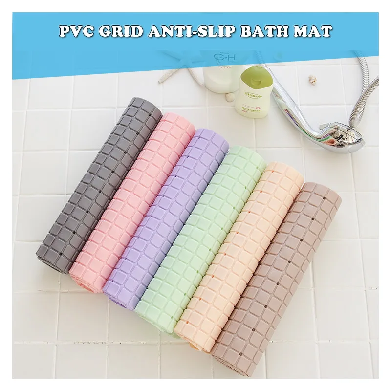

NEW Color Anti-Slip PVC Bathtub Bath Mat With Sucker Kid's Shower Grid Bath Mat Soft Massage Pad Kitchen Bathroom Hotel Carpet