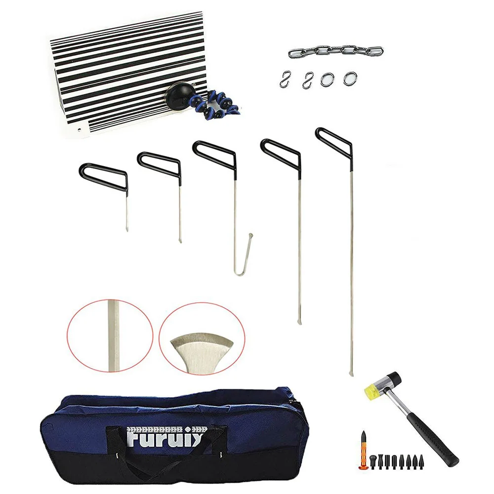 Furuix PDR Rod Set with Whale Tails PDR Tool Dent Puller Kit Car Dent Remover Auto Dent Puller With Hammer Tap Down (Whale Tail)
