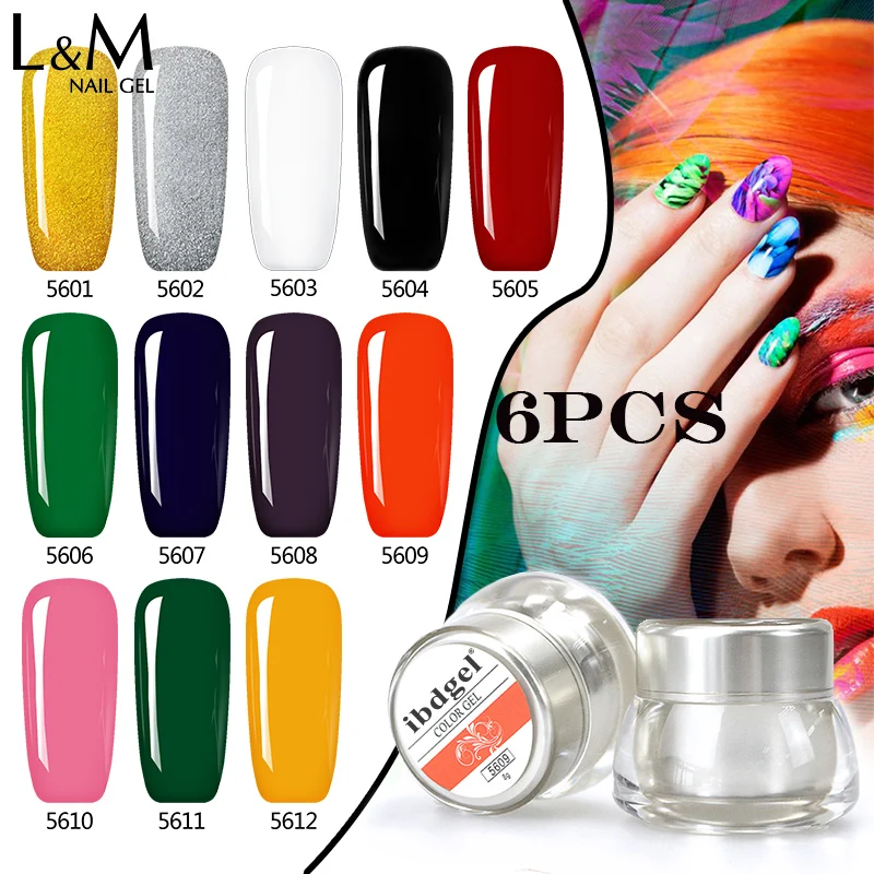 6pcs ibdgel Painting Gel Nail Polish Long Lasting Gel Varnish Glitter