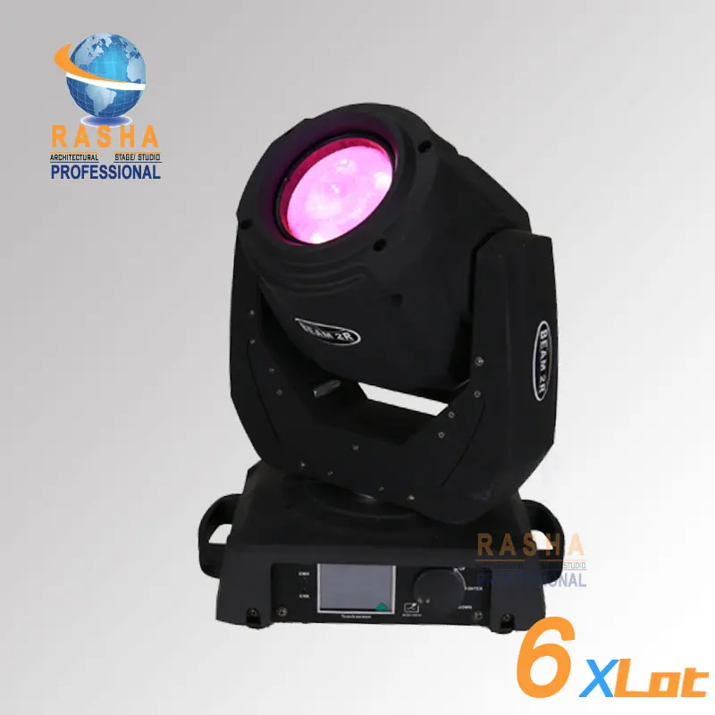 

6x Rasha Mini Beam 130W 2R Beam Moving Head Light With 14 Gobos Layer Lens,Touch Screen LCD Display With Powercon Stage Light