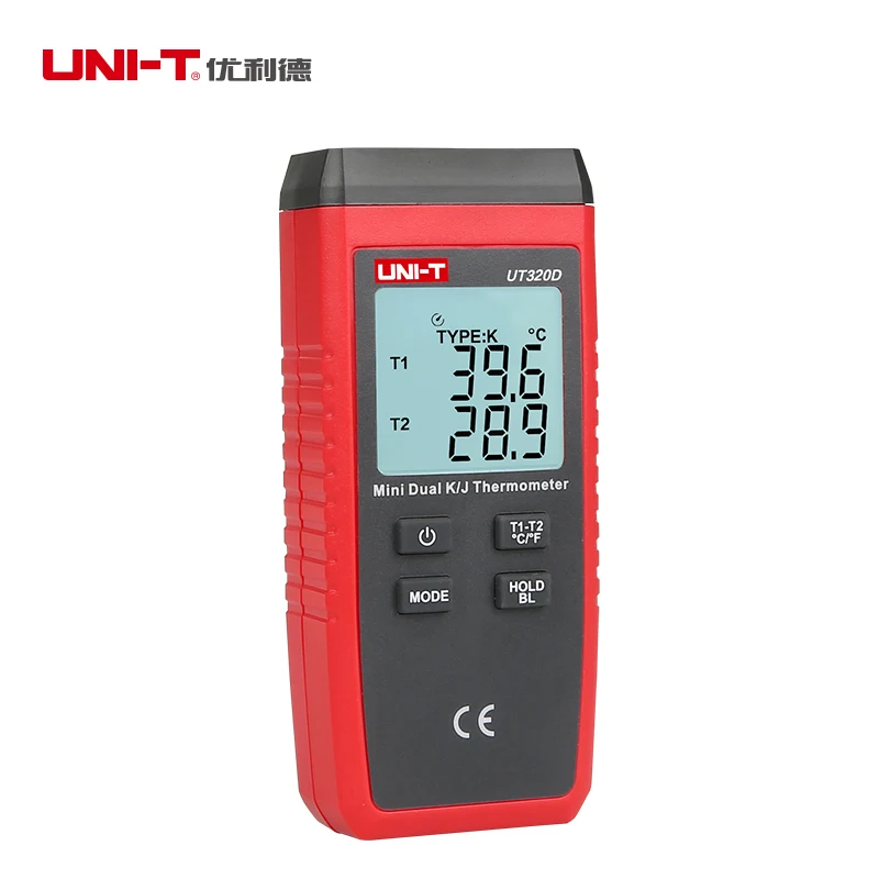 UNI T Термометр термопары UT320D UT320A мини контактный тип данных двухканальный K/J