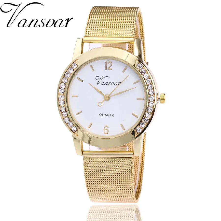 Vansvar Brand Fashion Gold Silver Mesh Band Watch Casual Women Metal Stainless Steel Quartz Watches Relogio Feminino Gift Clock Vansvar Brand Fashion Gold Silver Mesh Band Watch Casual Women Metal Stainless Steel Quartz Watches Relogio Feminino Gift Clock