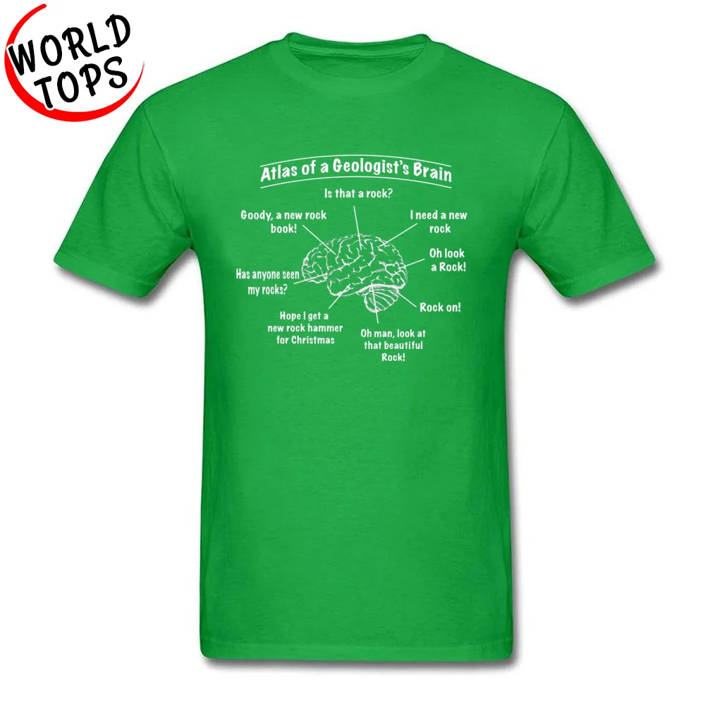 Comics Customized Round Neck T Shirt Summer/Autumn Tops T Shirt Short Sleeve for Men Latest 100% Cotton Slim Fit T Shirts Atlas of a Geologist Brain 11337 green