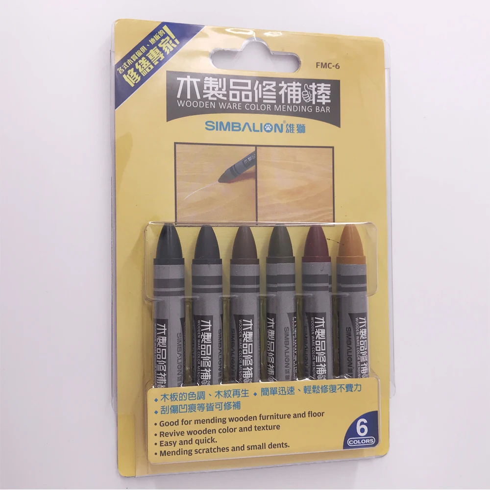 6pcs Simbalion Wood and Floor Color Mending Crayon Pen Repair Restore The Material of Furniture House