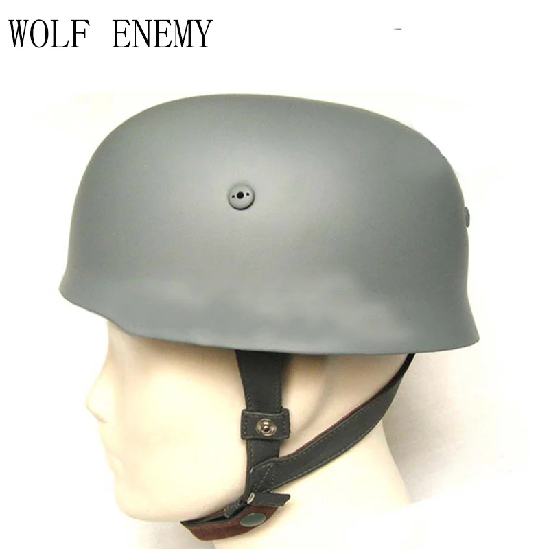 WWII German Fallschirmjager M38 Steel Helmet with Leather Liner Grey