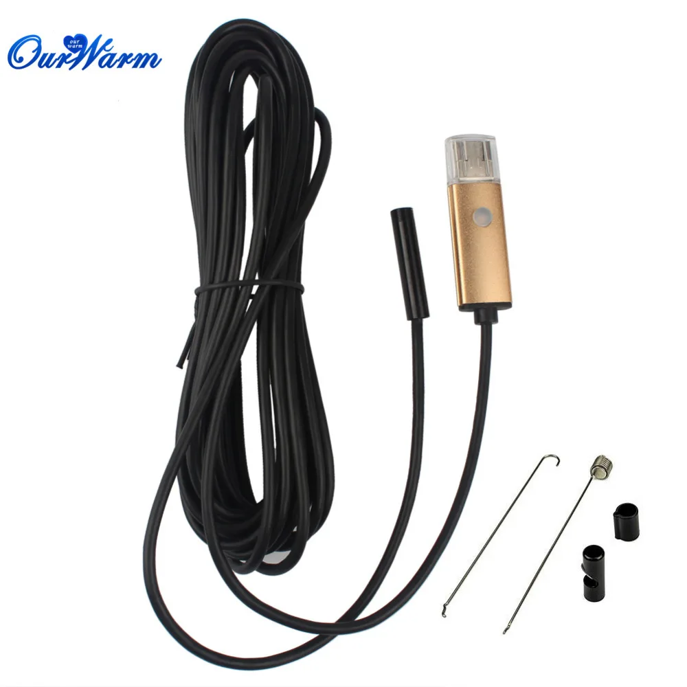 

15pc Black/Gold 2 in 1 5.5mm Lens 6 LED Android USB Waterproof Endoscope Camera Borescope Inspection Camera with 5m Length Cable