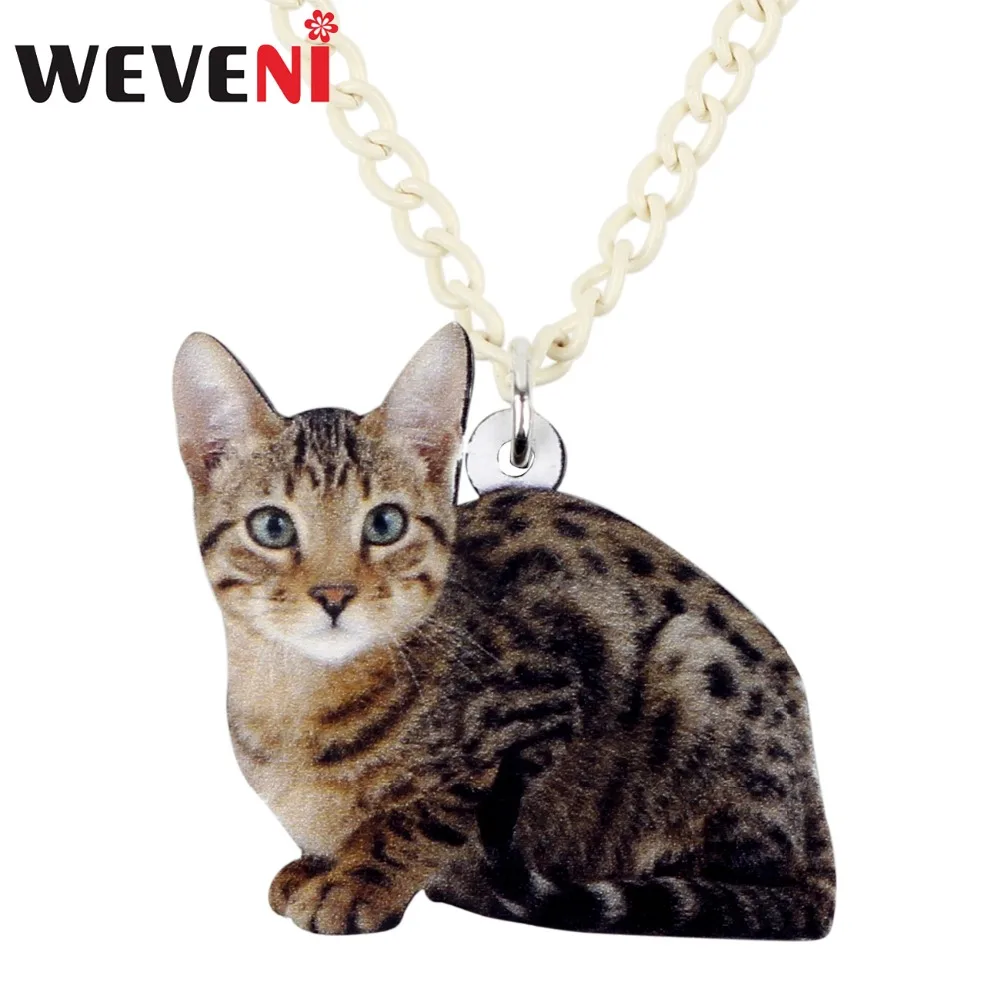 WEVENI Acrylic Cute Elegant Sitting Spotted Cat Necklace Pendant Chain Choker Bijoux Jewelry For Women Girls Collier Wholesale | Украшения