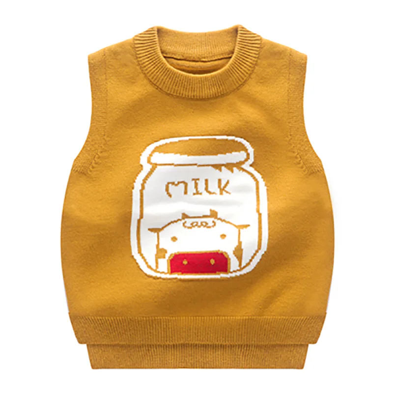 SLKMSWMDJ new autumn and winter children's sweater vest boy girl knit sweater cute cartoon pattern baby comfort vest 15 colors - Цвет: NO1