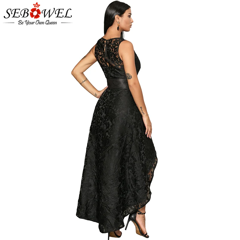 Black-Sleeveless-Lace-Overlay-Bow-Sash-Party-Dress-LC610891-2-2 