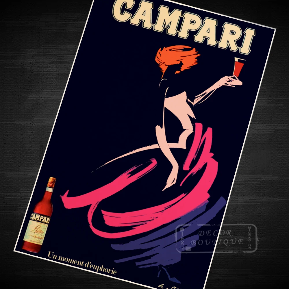 

Advertisement Campari Minimalism Propaganda Retro Vintage Kraft Poster Decorative DIY Wall Canvas Sticker Home Bar Posters Decor