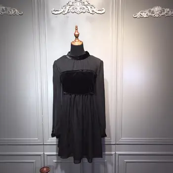 

new spring/summer gauze velvet bow dress