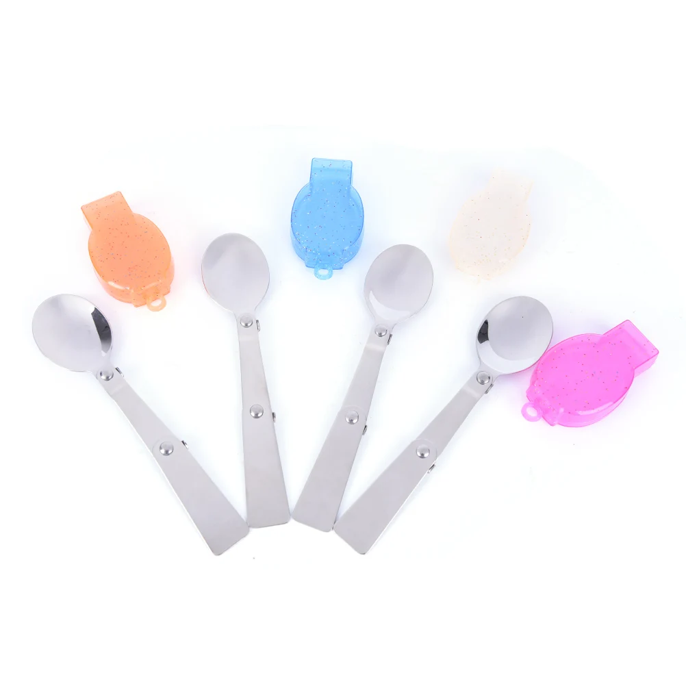 1PCS Portable Travel Hiking Stainless Steel Pocket Folding Spoon